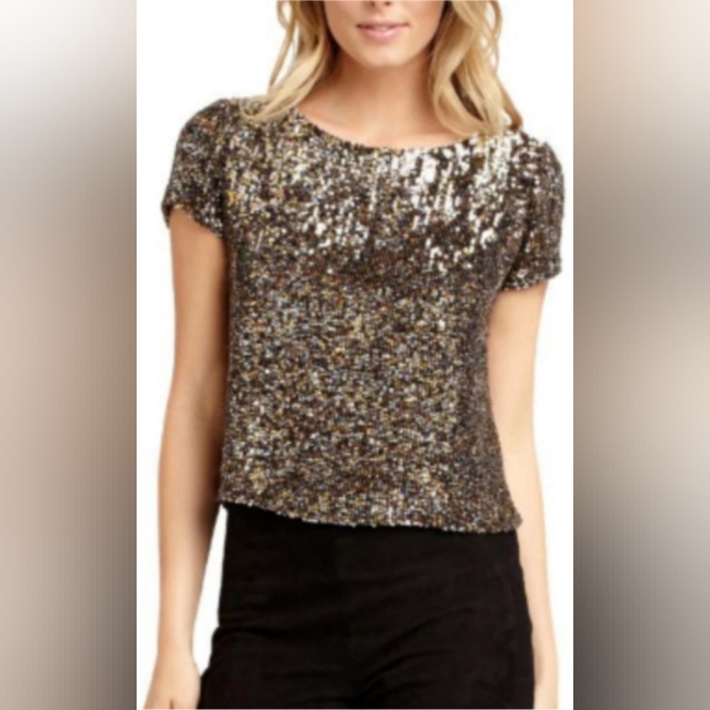 Sam Edelman Bronze & Silver Sequin Top